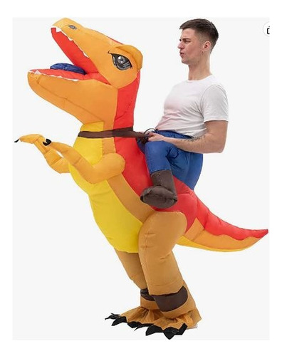 Disfraz Inflable Para Adultos Montando Velociraptor Multicolor 