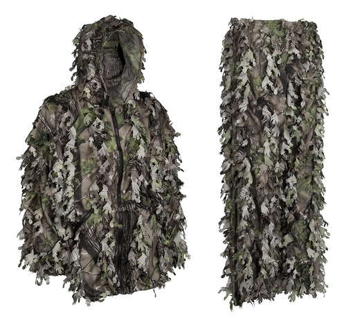 Woodland Camo Ghillie - Traje De Hoja 3d Con Cremalleras Y B