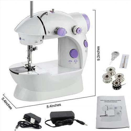 Mini máquina de coser costura Mini Sewing Machine portable color blanco asombroso