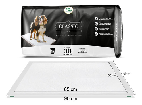 Tapete Higiênico Classic 90x60 30 Unidades Petmais Promoção!