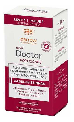 Suplemento Alimentar Doctar Darrow Cabelos E Unhas - 90caps Sabor Colágeno