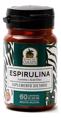 Suplemento Espirulina  Ácido Fólico Hierbas Del Oasis Com 60