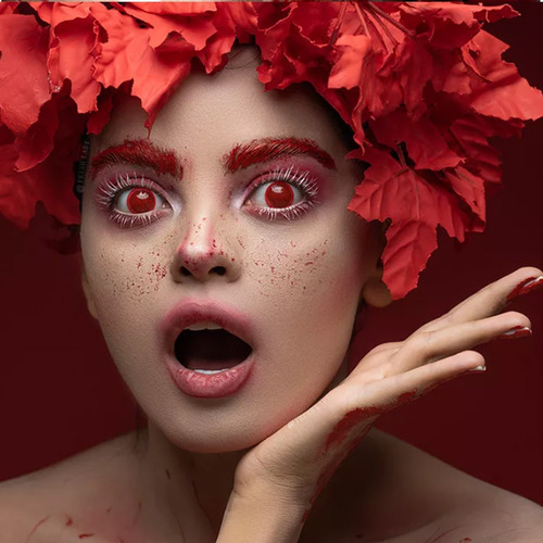 Pupilentes Rojos Totales Red Halloween Estuche Disfraz Fanta