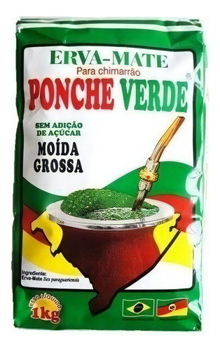 Ponche Verde Erva Mate Moída Grossa 1 Kg Chimarrão Gaúcho