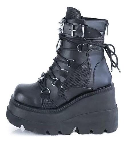 Estilo Gótico, Botas De Dama De Alto Tacón Gruesas