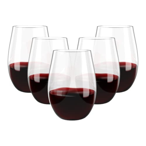 20 Pack 16 Oz Plastic Wine Glasses | Stemless Wine Cups...