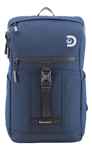 Mochila Discovery Shield Top Zip Para Computadora Laptop Azul 22 Lts Poliester Reciclado Diseño Elegante Funcional