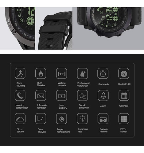 Imagen 4 de 9 de Reloj Táctico Inteligente Spovan Digital Caballero Deportivo