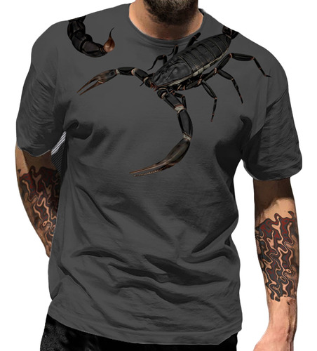 Camiseta Trendy Hombre Animal Element Estampado Escorpión