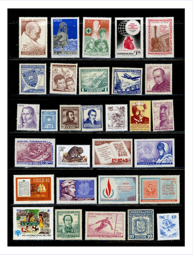 120 Sellos Postales De Chile, De Colección, Nuevos, Mint.