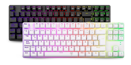 Teclado gamer T-Dagger Bora T-TGK315 QWERTY T-Dagger Blue español color negro con luz RGB