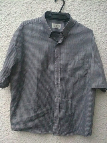 Camisa Manga Corta A Cuadros Azul Y Blanca Valros Talle L.