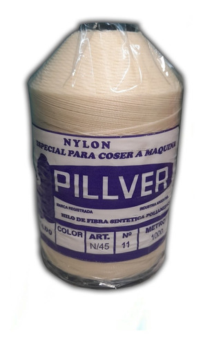 Hilo De Nylon Pillver N°11 Encerado X1000mts Color Blanco