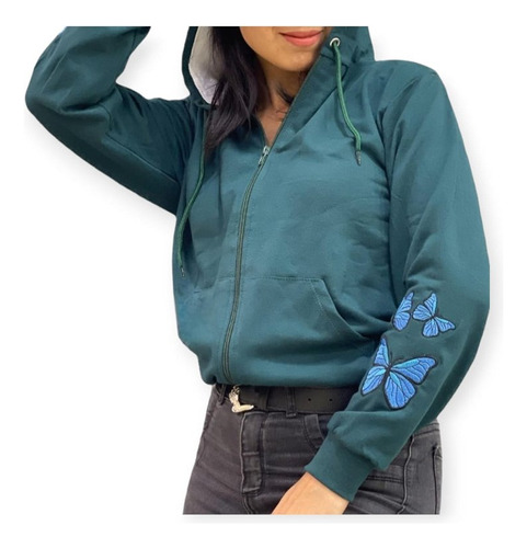 Campera De Algodón Con Capucha Y Detalle De Dibujos Bordados