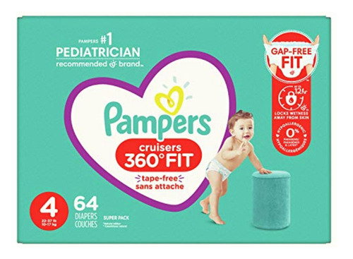 Pampers Pampers Cruisers 360 Diapers, 64 Count, Talla 4