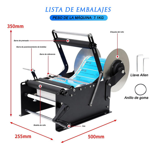 Maquina Etiquetadora De Botellas Manual Semiautomática Vette Mt-50