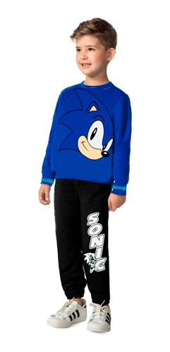 Conjunto Infantil Inverno Menino Disney Sonic Tamanho 1 Ao 7