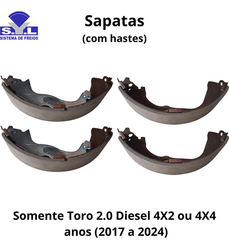Tambores E Sapatas Com Hastes Toro 2.0 Diesel 4x2 E 4x4