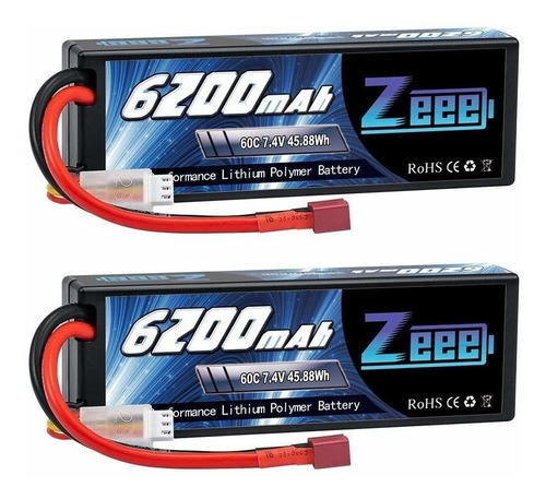 2 Baterias Lipo 7.4v 6200mah 60c 2s T Plug Zeee