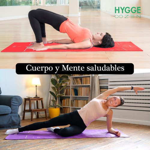 Imagen 5 de 10 de Colchoneta Yoga Mat Lineas Guia De Posicion Pvc 6mm + Correa