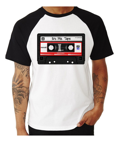 Camiseta Raglan 80's Mix Tape Camisa