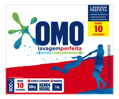 Omo Lavagem Perfeita sabão em pó caixa 800gr