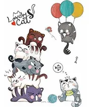 Comprar Amaonm - Calcomanías De Pared De Gato De Dibujos Animados En