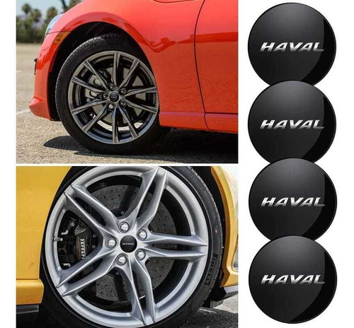 Set X4 Tapa Centro De Llantas De Autos 56mm Haval Negro/gris
