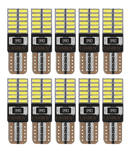 10x Ampolletas Led T10 Cola De Pez Canbus Blanca 12v W5w