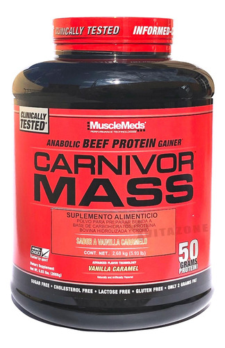 Carnivor Mass 5.6 Lbs Vanilla Caramel Muscle Meds.