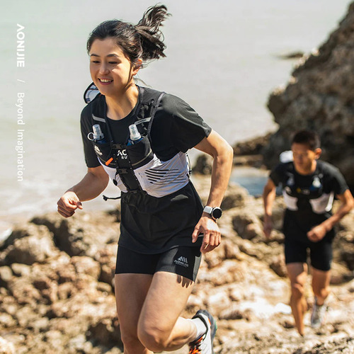 Chaleco Hidratacion 5lts Portabastones Trail Running Aonijie Negro/blanco Talle Xl