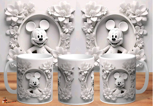 Taza De Ceramica Mickey Mouse 3d White