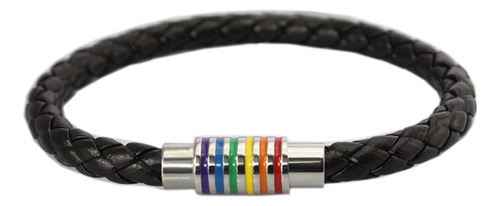 Lgbt Pride Bracelet Rainbow Braided Pu Brazalete De Cuero