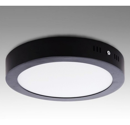 Imagen 4 de 4 de Panel plafon led 24w redondo negro aplicar 6000k Macroled