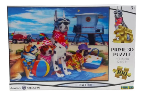 Puzzle Rompecabezas 3d Perros En La Playa 100 Piezas