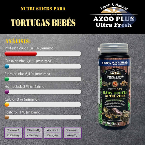 Nutri Sticks Alimento Tortugas Acuaticas Bebe 120 Ml | 45 Gr