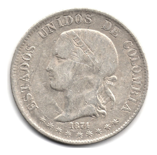 2 Décimos 1874 Medellín Plata