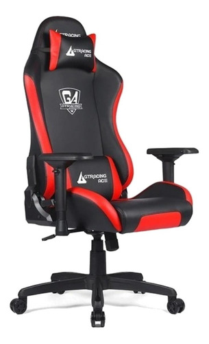 Silla De Escritorio Gtracing Ace-s1 Gamer Ergonómica  Negra Y Roja Con Tapizado De Cuero