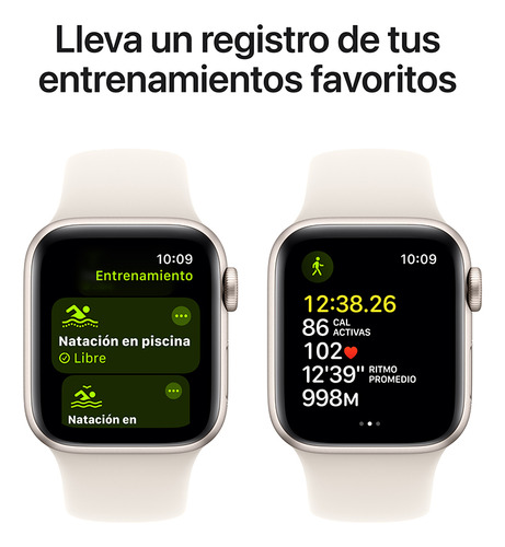Apple Watch SE GPS • Caja de aluminio blanco estelar de 44 mm • Correa deportiva blanco estelar - S/M - Excelente (Reacondicionado)