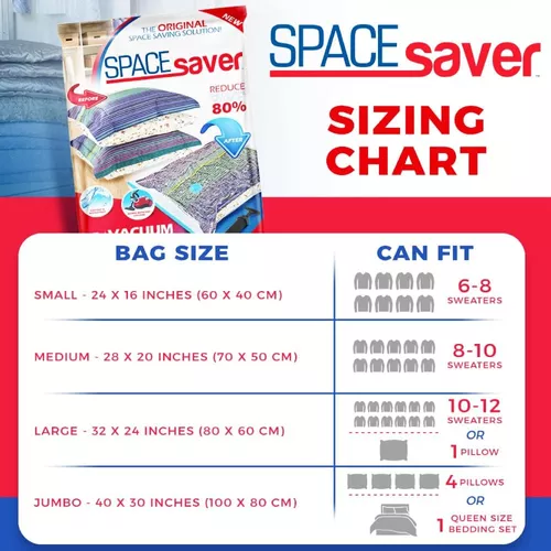Spacesaver Bolsas espaciales de almacenamiento al vacío (paquete de 10  pequeñas) Ahorra un 80% en espacio de almacenamiento, bolsas selladoras al