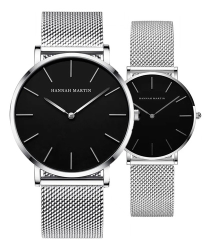 Reloj De Parejas Hannah Martin Acero Inoxidable Hombre-mujer