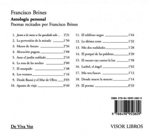Antologia Personal ( Francisco Brines ) (c/cd)