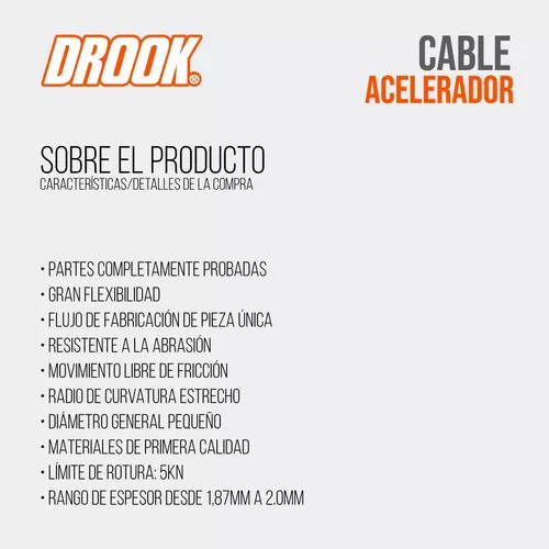 Cable Acelerador Moto Drook Zb 110