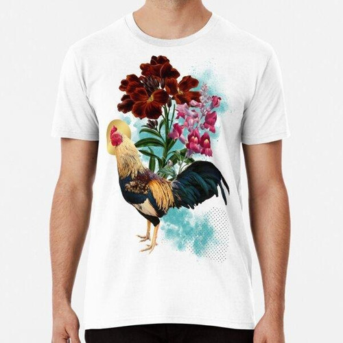 Remera Gallo Con Flores Vintage Algodon Premium 