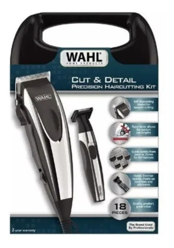Kit Maquina Peluquera Wahl Cut And Detail 18 Piezas + Envio