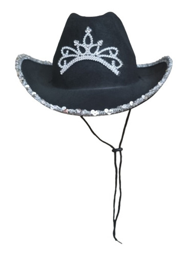 Sombrero De Vaquero O De Cowgirl, Afelpado Negro Con Corona