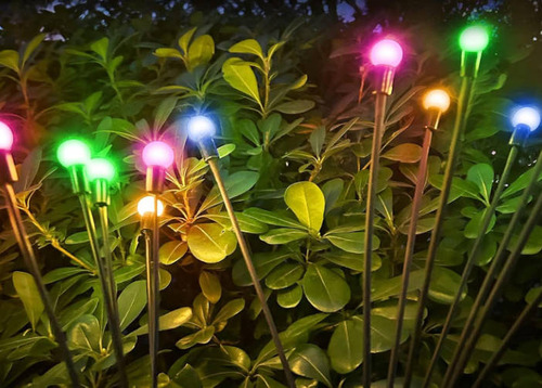 6 Luces Lampara Solar Jardin Luz De Luciérnaga Led 2 Piezas Estructura Warm Light,luces Para Jardin Solares,lamparas Solares Exterior Jardin