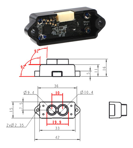 Makerfocus Tfmini-s Módulo Micro Lidar 0.1-12m Lidar Sensor