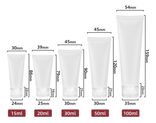 4 Tubos Cosméticos Vacíos De 6 Tapa Abatible De 50 Ml.