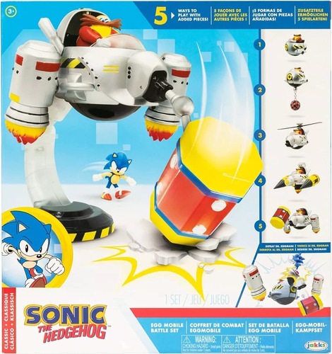 Sonic Hedgehog Set Batalla Egg Mobile Eggman 5 Formas Jugar